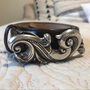 Brighton brown leather scroll belt size large